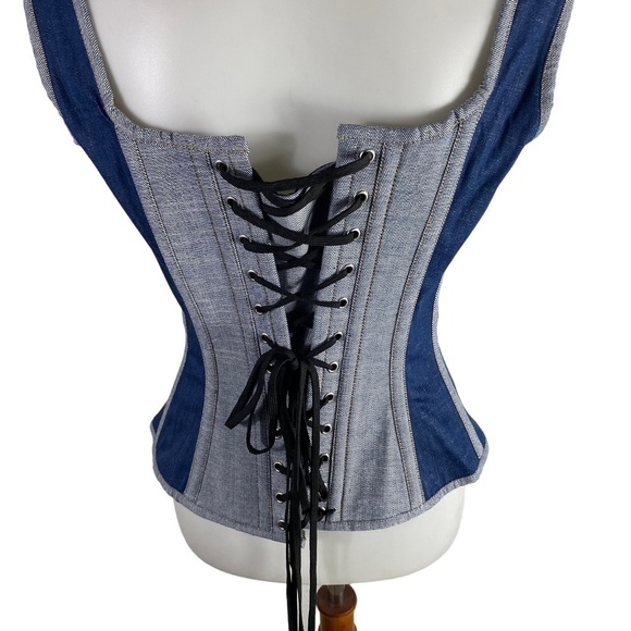 Corset Story Double Denim Waistcoat Corset SZ 30'' NWT NEW - Picture 8 of 10